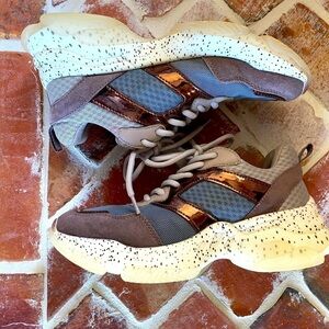 Steve Madden chunky platform metallic sneakers tennis shoes rose gold